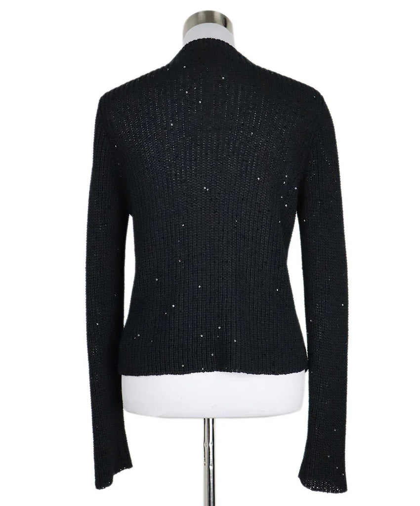Brunello Cucinelli Black Sequin Cardigan sz 12 - Michael's Consignment NYC