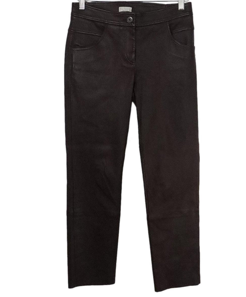 Brunello Cucinelli Brown Leather Pants 