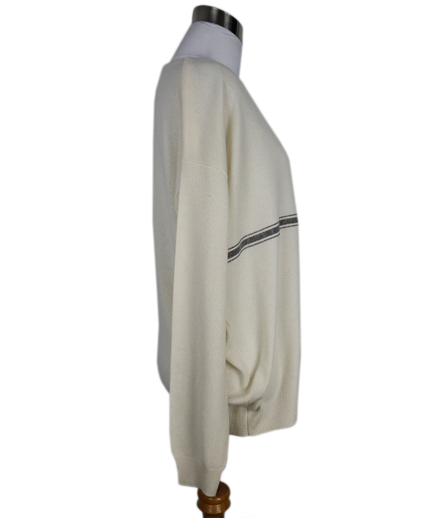 Brunello Cucinelli Cream Beaded Cashmere Sweater 1
