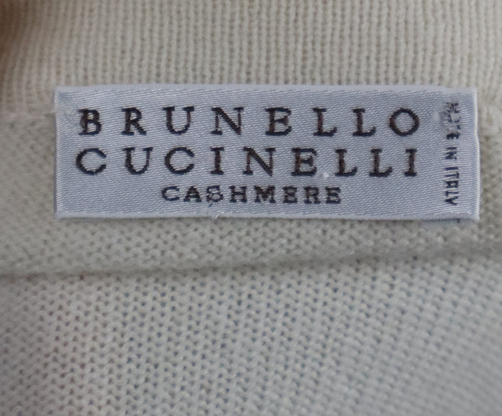 Brunello Cucinelli Cream Beaded Cashmere Sweater 3