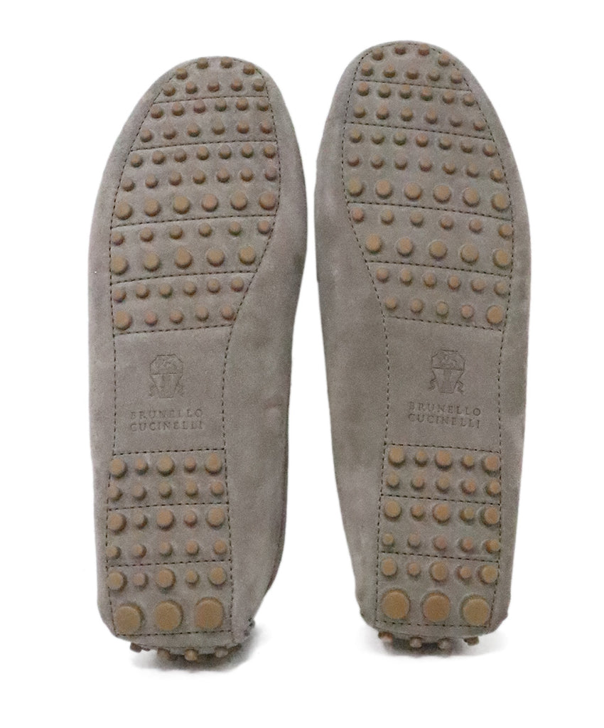 Brunello Cucinelli Dark Grey Suede Beaded Loafers 4