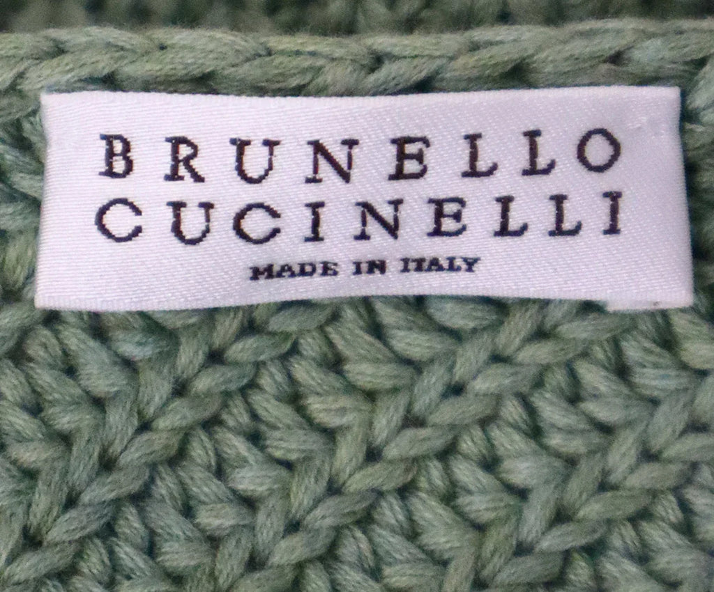 Brunello Cucinelli Green Knit Shortsleeve Sweater sz 6 - Michael's Consignment NYC