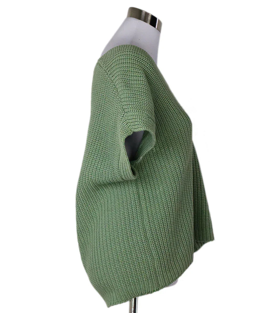 Brunello Cucinelli Green Knit Shortsleeve Sweater sz 6 - Michael's Consignment NYC