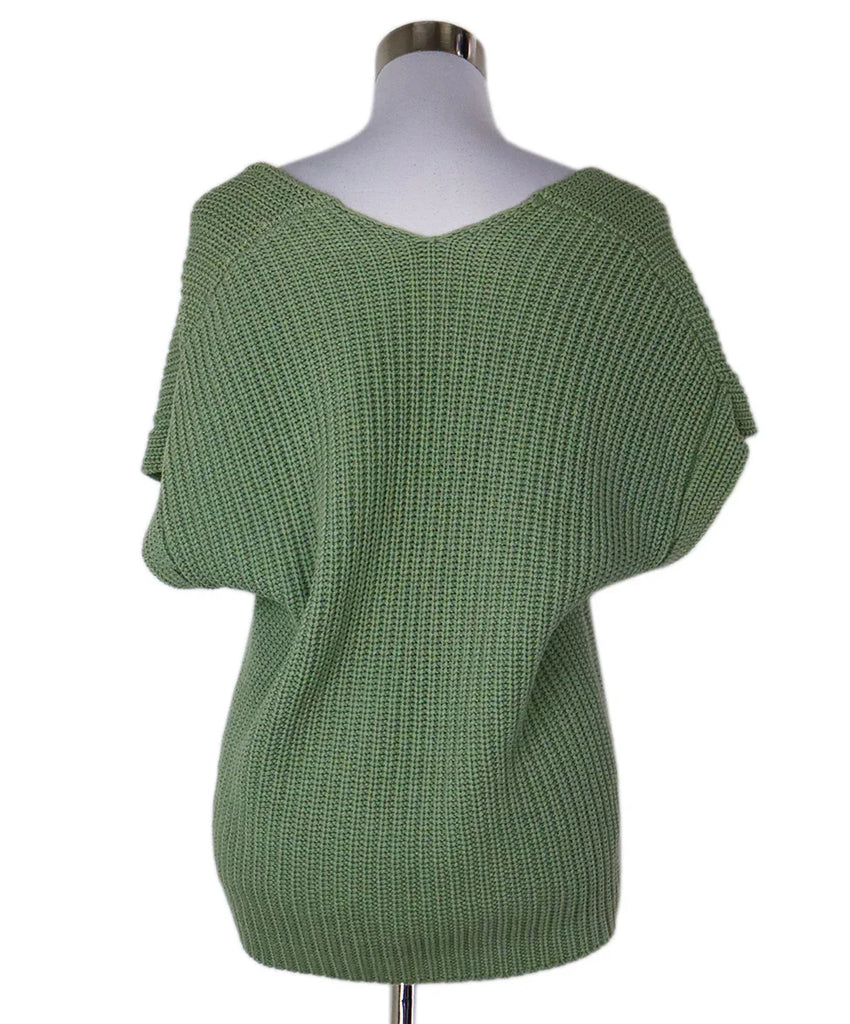 Brunello Cucinelli Green Knit Shortsleeve Sweater sz 6 - Michael's Consignment NYC