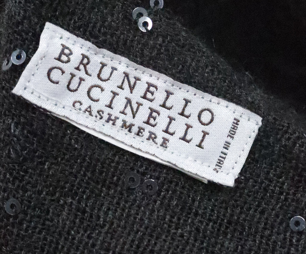 Brunello Cucinelli Charcoal Cashmere Sequin Scarf 3