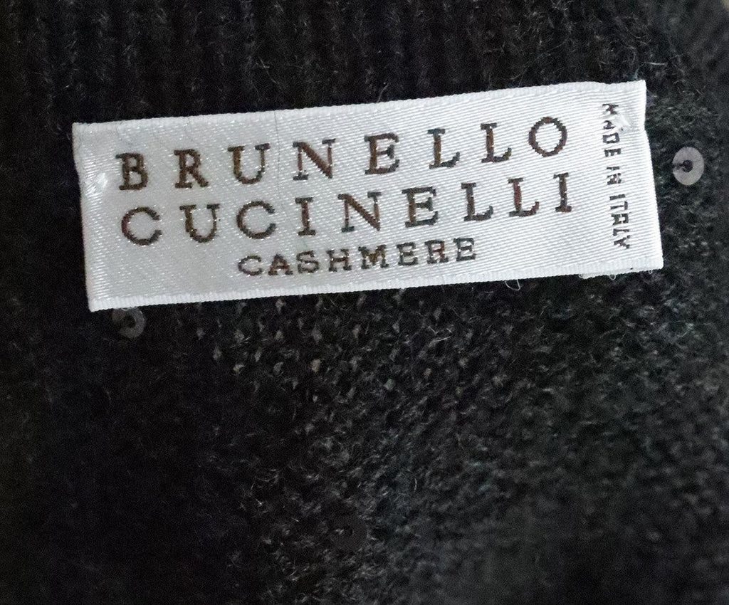 Brunello Cucinelli Charcoal & White Sequin Sweater sz 8 - Michael's Consignment NYC
