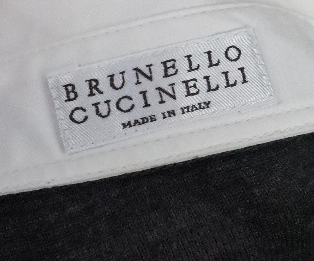 Brunello Cucinelli Grey & White Collared Top 3