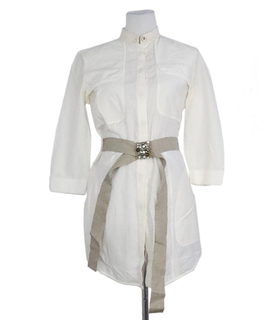 Brunello Cucinelli Ivory Cotton Dress w/ Belt sz 4 - Michael's Consignment NYC