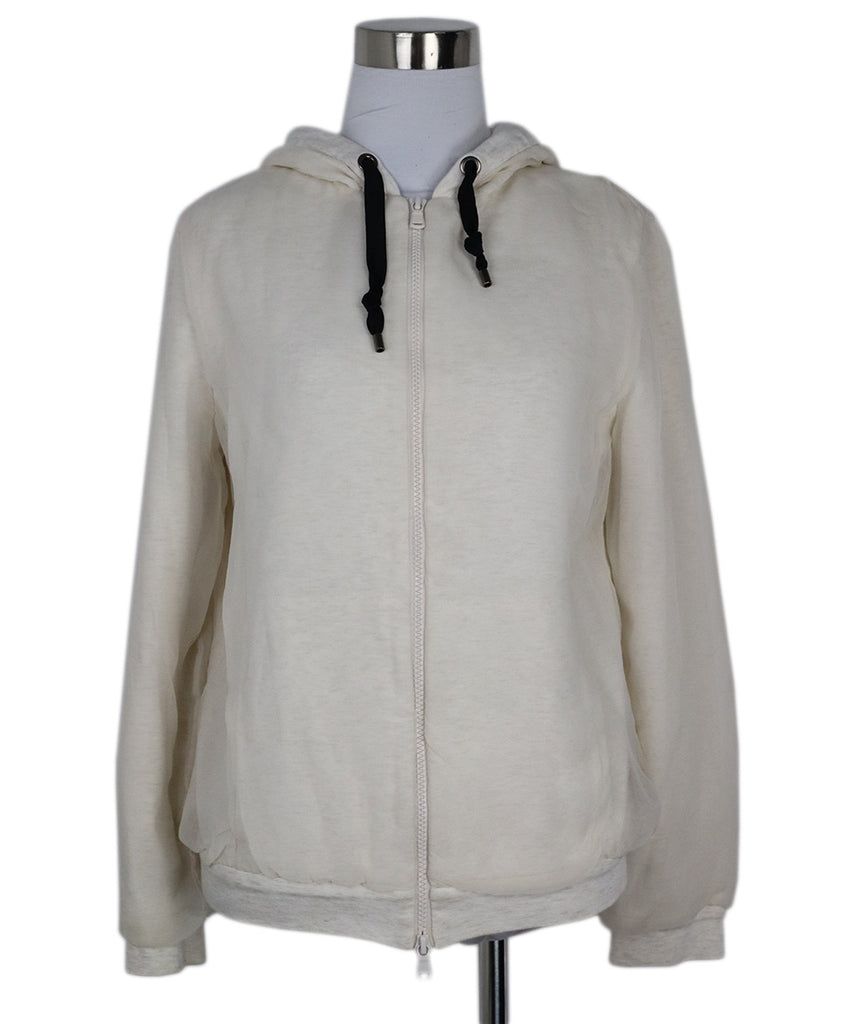 Brunello Cucinelli Ivory Cotton & Silk Hoodie 