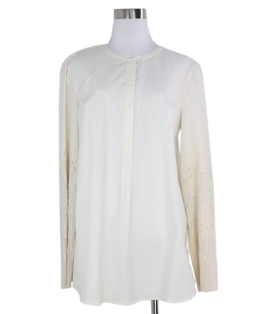Brunello Cucinelli Ivory Cotton Top w/ Sequins sz 14 - Michael's Consignment NYC