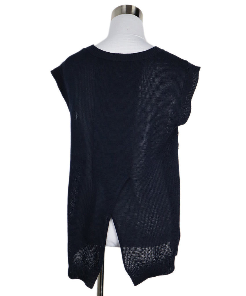 Brunello Cucinelli Navy Linen Beaded Stripes Vest 2