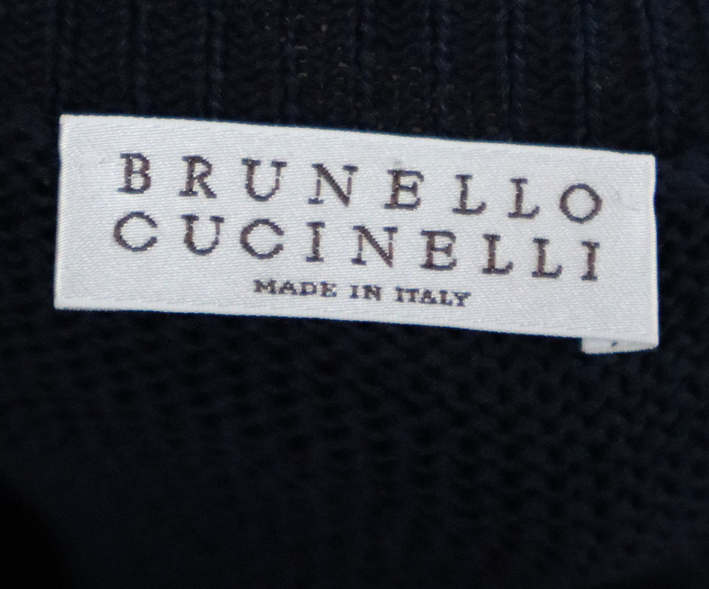 Brunello Cucinelli Navy Linen Beaded Stripes Vest 3