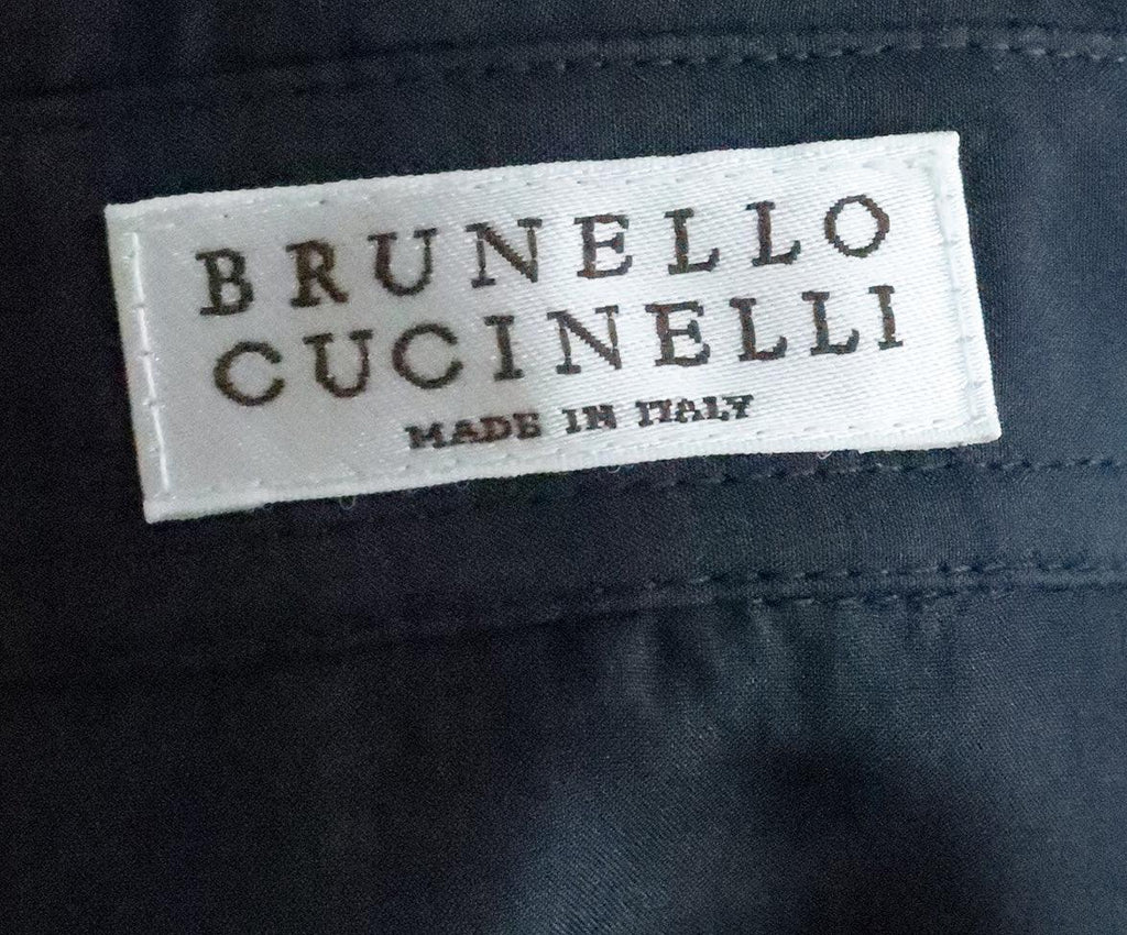 Brunello Cucinelli Navy Silk Beaded Top sz 4 - Michael's Consignment NYC