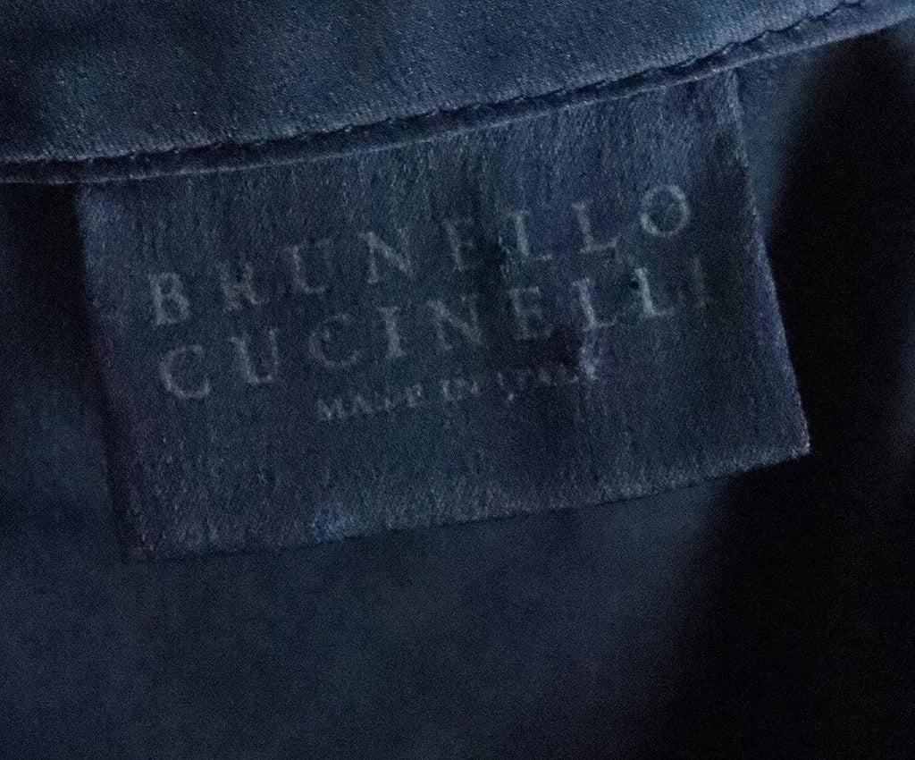 Brunello Cucinelli Navy Silk Top sz 6 - Michael's Consignment NYC