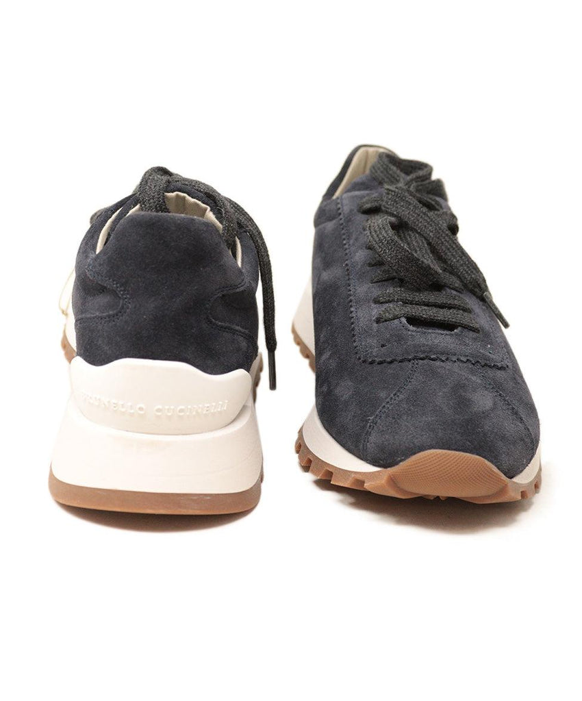 Brunello Cucinelli Navy Suede Sneakers sz 8 - Michael's Consignment NYC