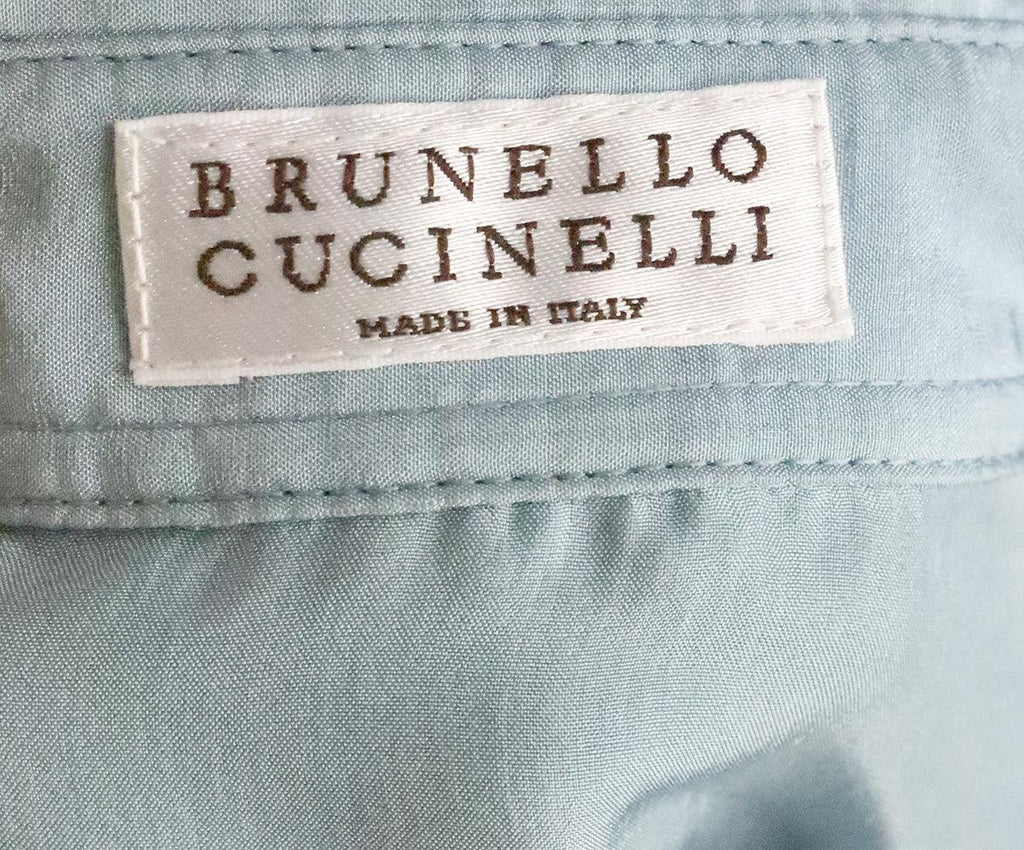 Brunello Cucinelli Pale Blue Silk Blouse sz 8 - Michael's Consignment NYC