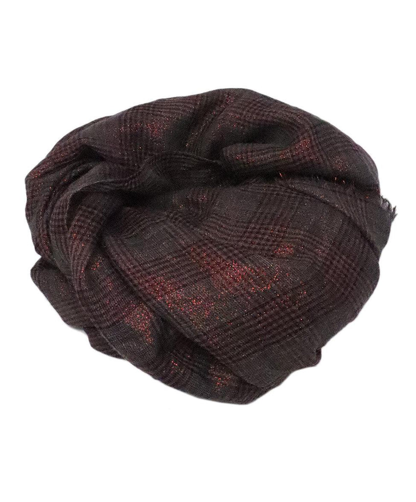 Brunello Cucinelli Red & Charcoal Shawl - Michael's Consignment NYC