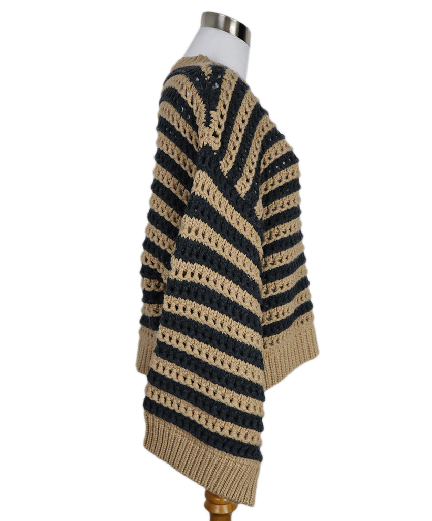 Brunello Cucinelli Tan & Grey Cashmere Knit Sweater 1