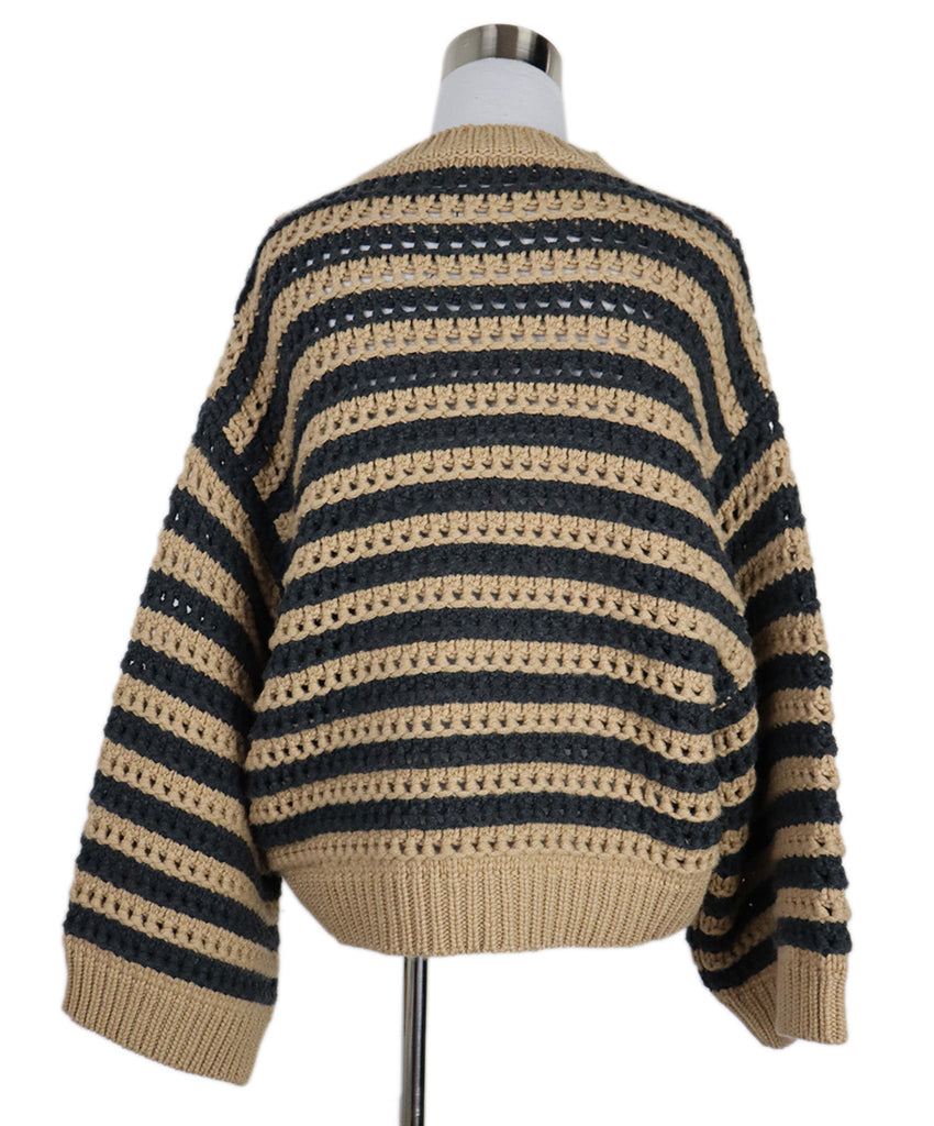 Brunello Cucinelli Tan & Grey Cashmere Knit Sweater 2