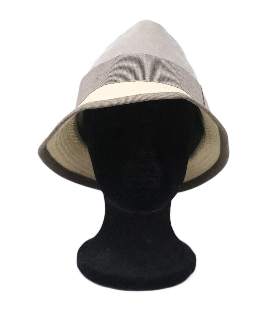 Brunello Cucinelli Grey Cotton & Straw Hat 