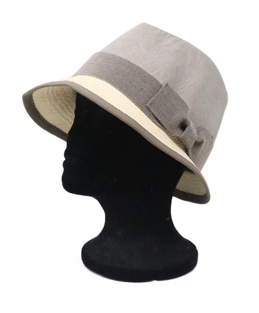Brunello Cucinelli Grey Cotton & Straw Hat 1