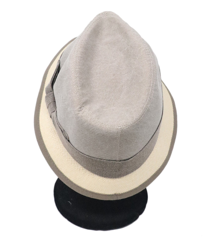 Brunello Cucinelli Grey Cotton & Straw Hat 2
