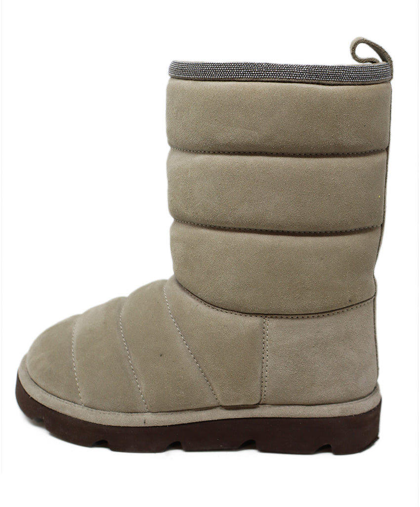 Brunello Cucinelli Taupe Suede Quilted Booties sz 7 - Michael's Consignment NYC