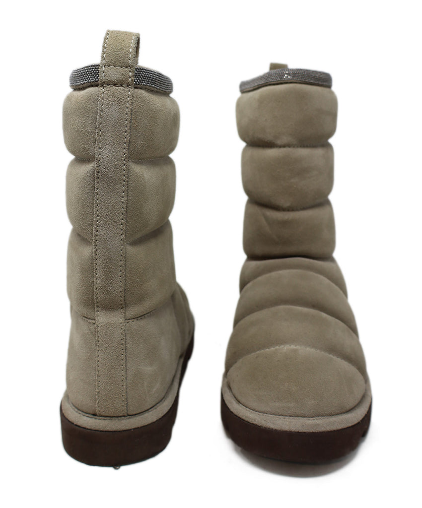 Brunello Cucinelli Taupe Suede Quilted Booties sz 7 - Michael's Consignment NYC