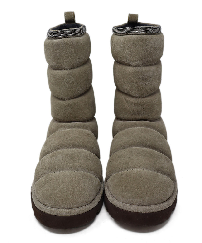 Brunello Cucinelli Taupe Suede Quilted Booties sz 7 - Michael's Consignment NYC
