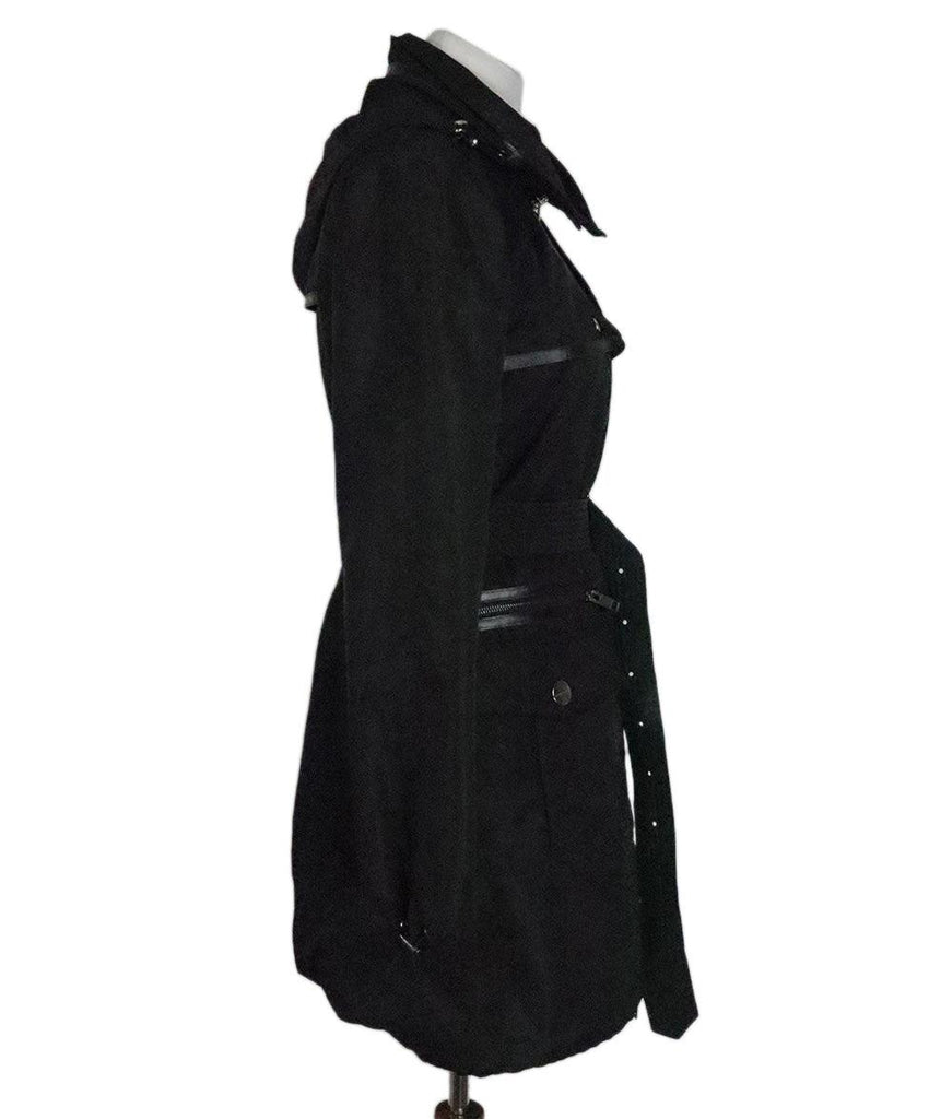 Burberry Black Nylon & Leather Trenchcoat sz 4 - Michael's Consignment NYC