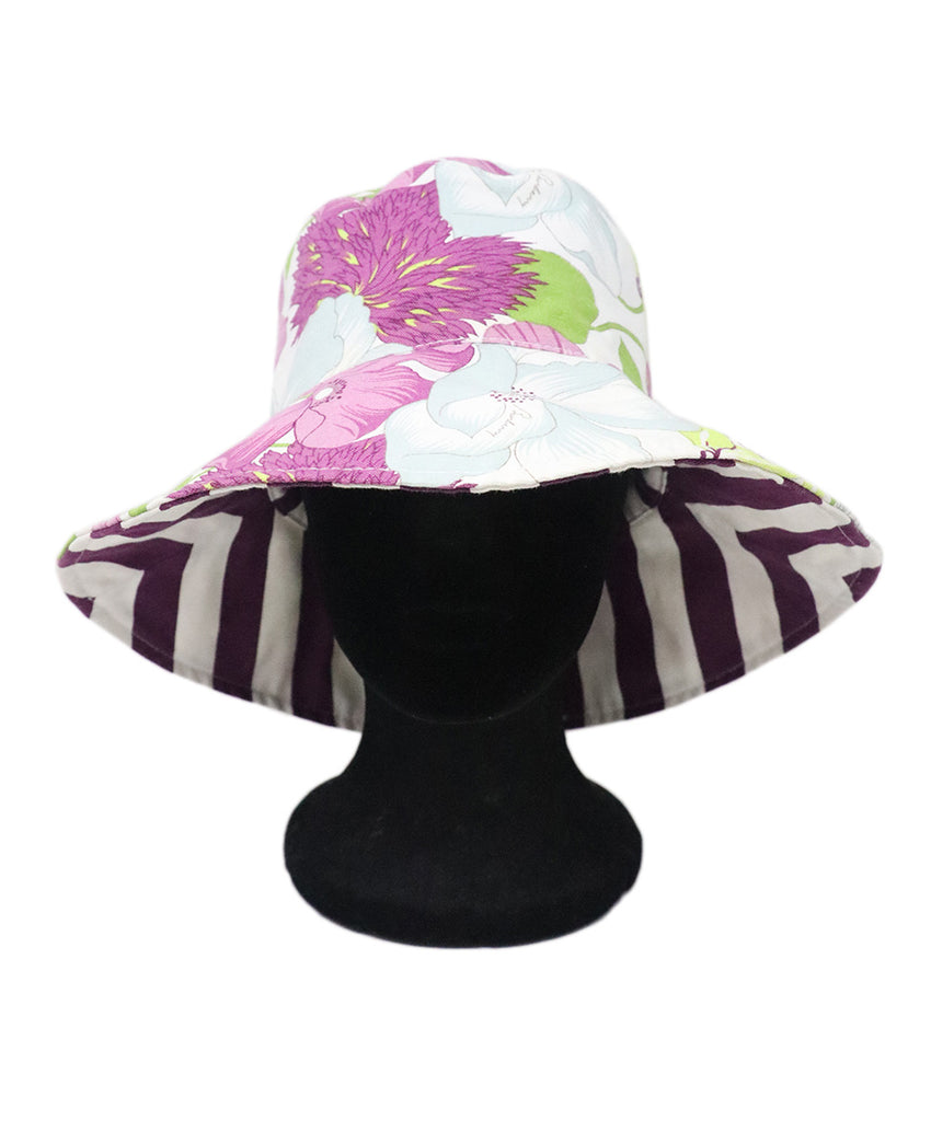 Burberry Reversible Floral Print & Stripe Hat 