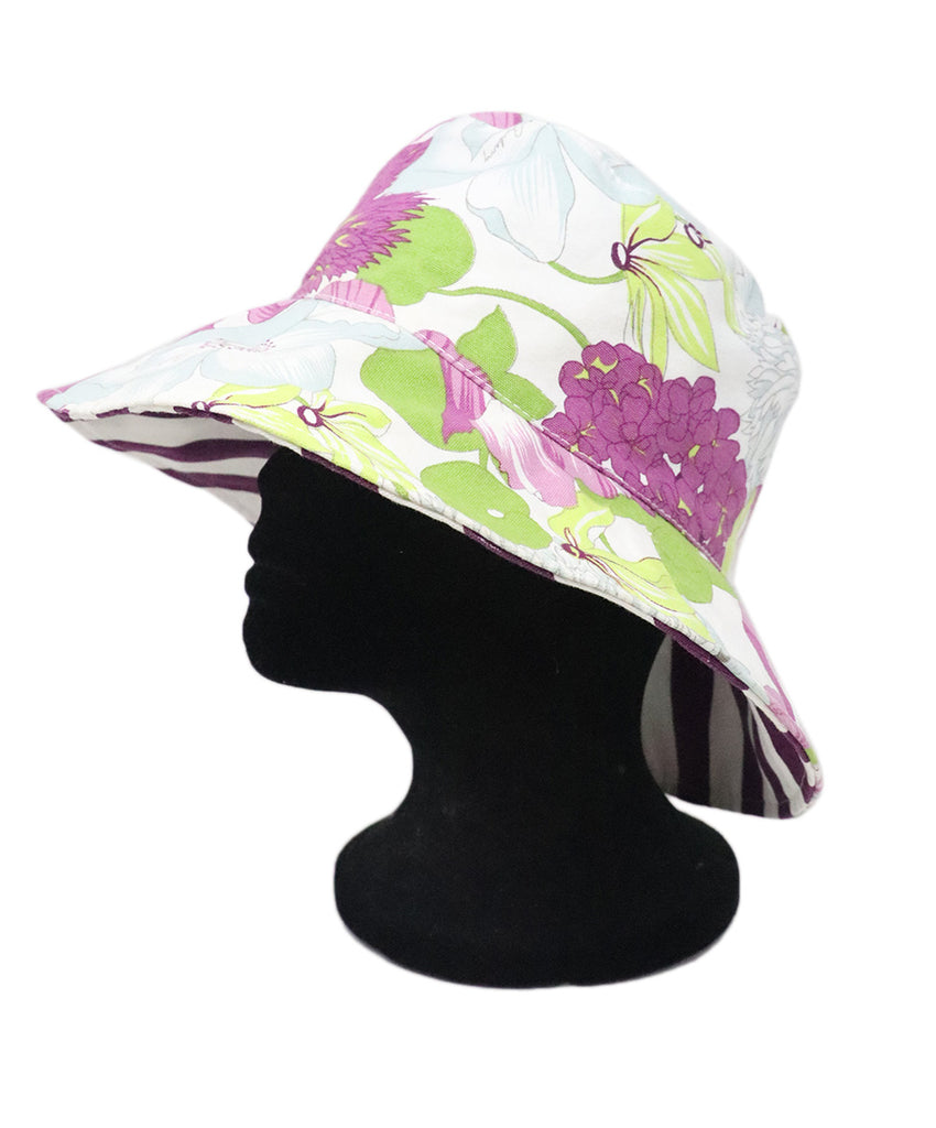 Burberry Reversible Floral Print & Stripe Hat 1