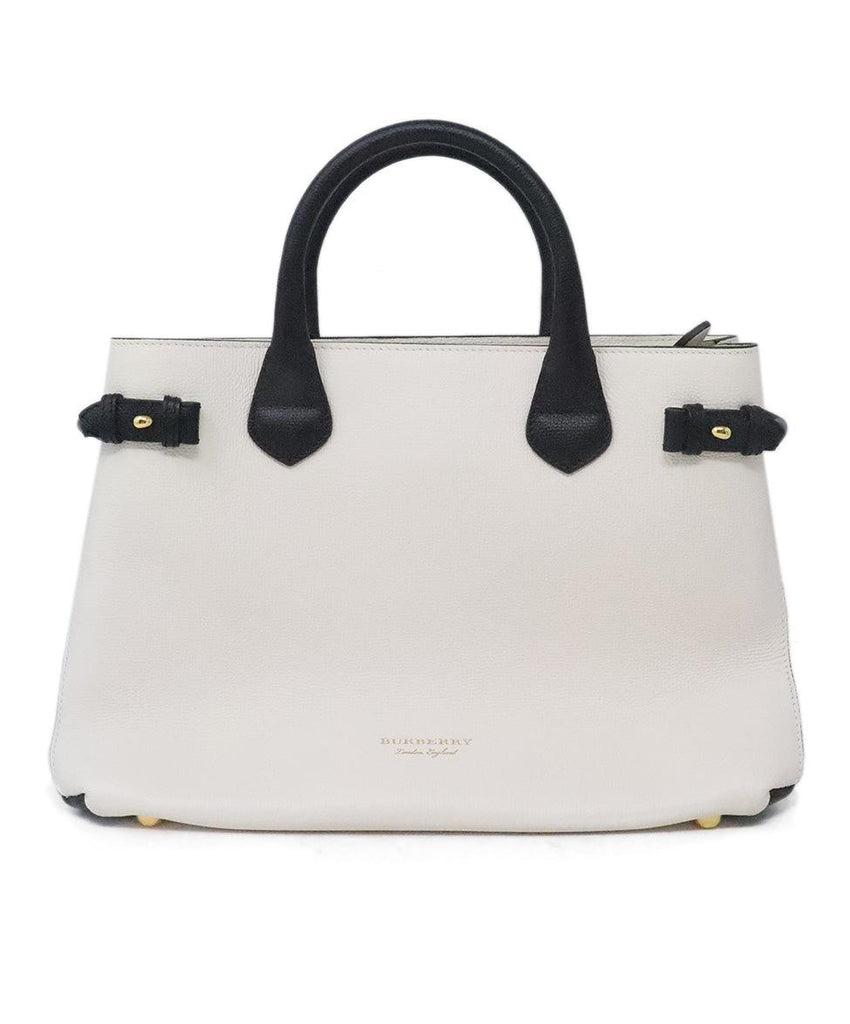 Burberry Ivory & Black Leather Tote 