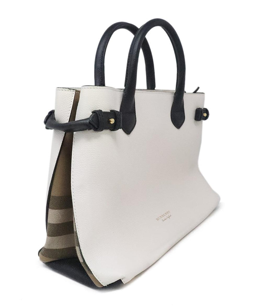 Burberry Ivory & Black Leather Tote - Michael's Consignment NYC