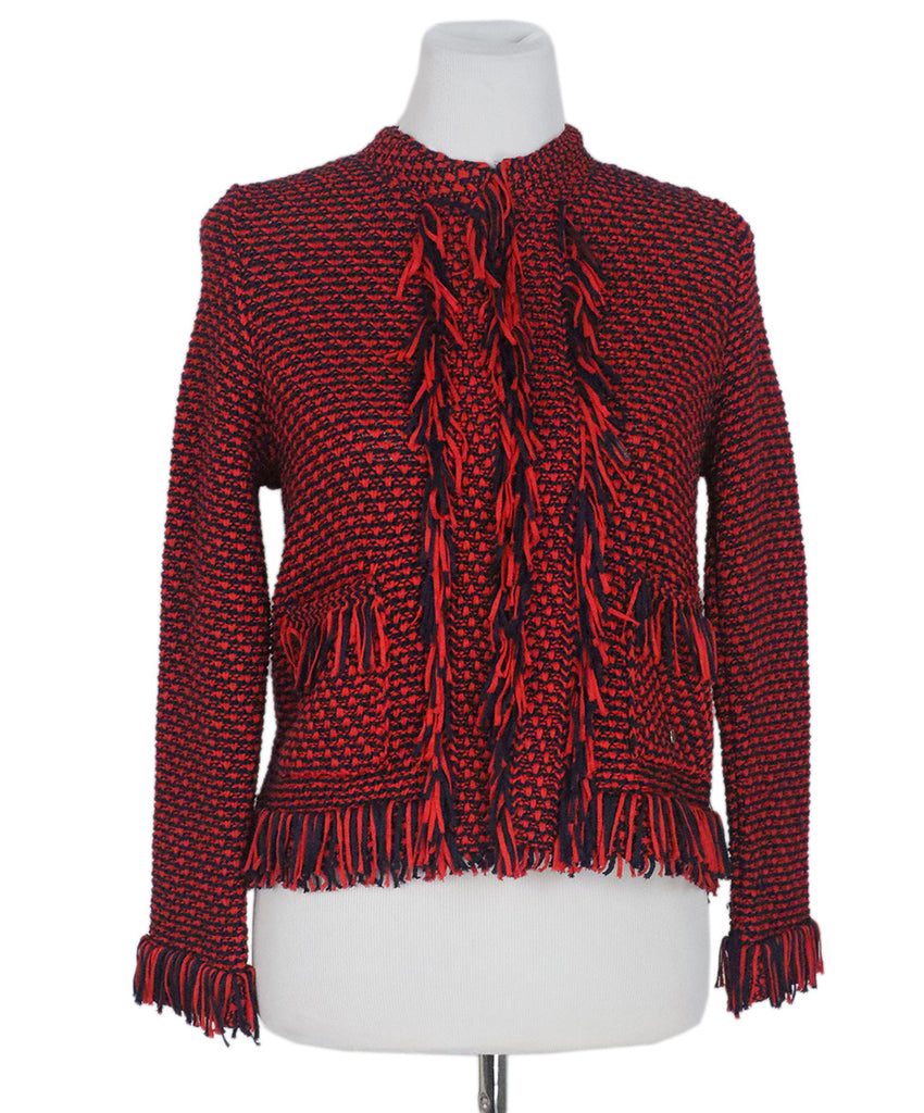 CH Red & Navy Woven Cardigan 