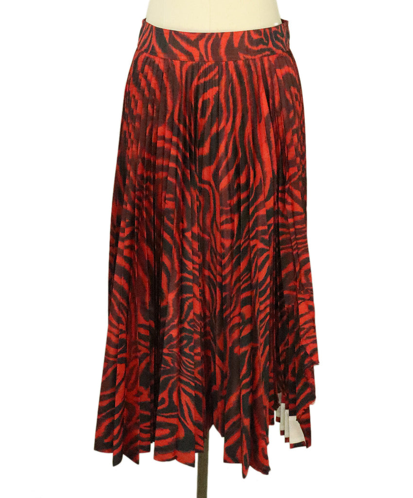 Calvin Klein Red & Black Pleated Polyester Skirt 