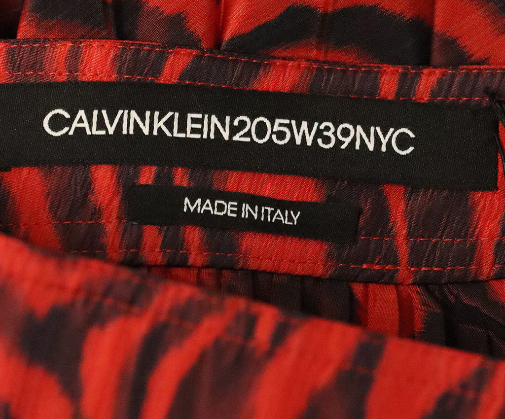 Calvin Klein Red & Black Pleated Polyester Skirt 3