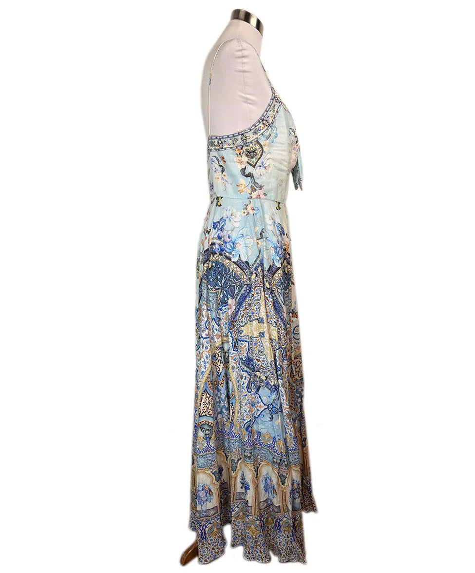 Camilla Blue Linen Dress z6 l Michael's Luxury Consignment Michael's Consignment NYC Camilla Blue Linen Dress z6 l Michael's Luxury Consignment Michael's Consignment NYC