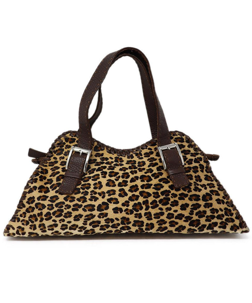 Carla Mancini Leopard Print Pony Fur Shoulder Bag 