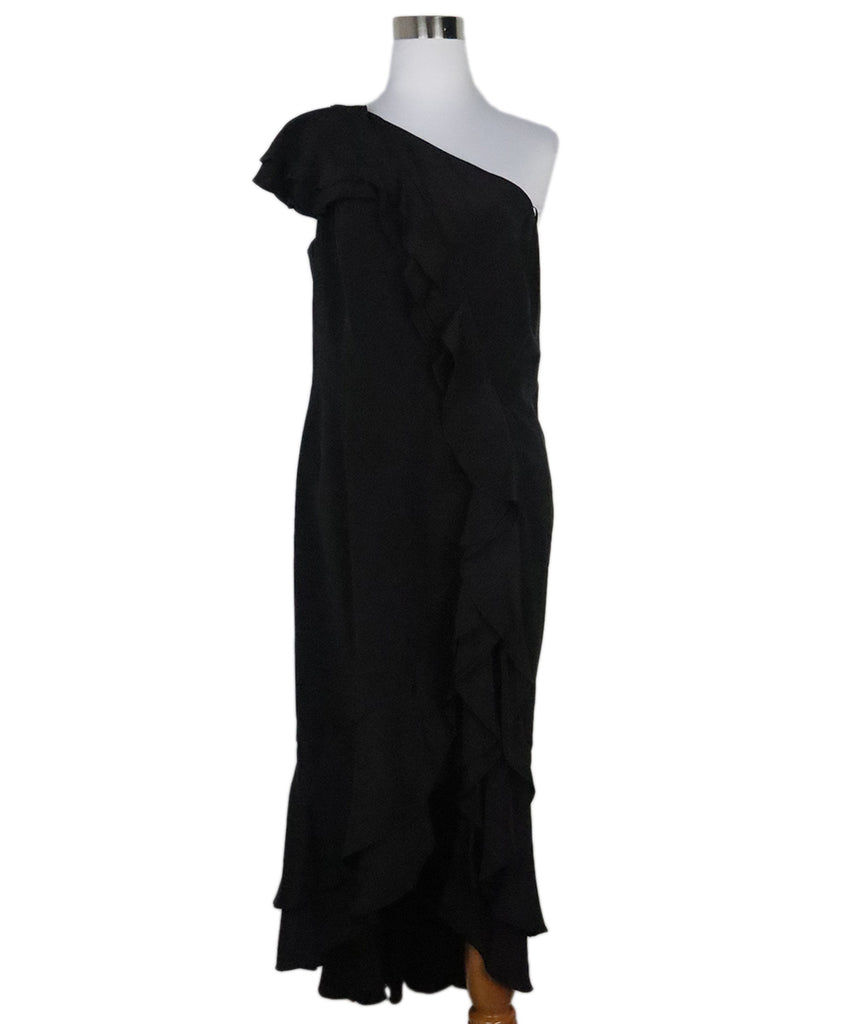 Carmen Marc Valvo Black Silk Ruffle Dress 