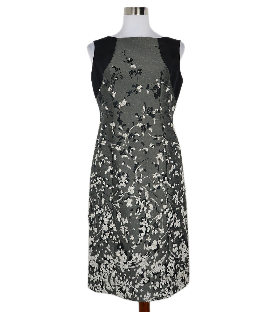 Carolina Herrera Black & Grey Floral Print Dress 