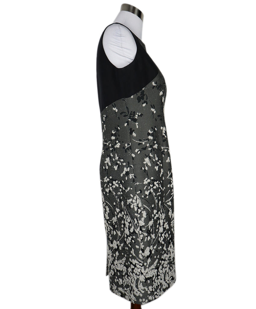 Carolina Herrera Black & Grey Floral Print Dress 1