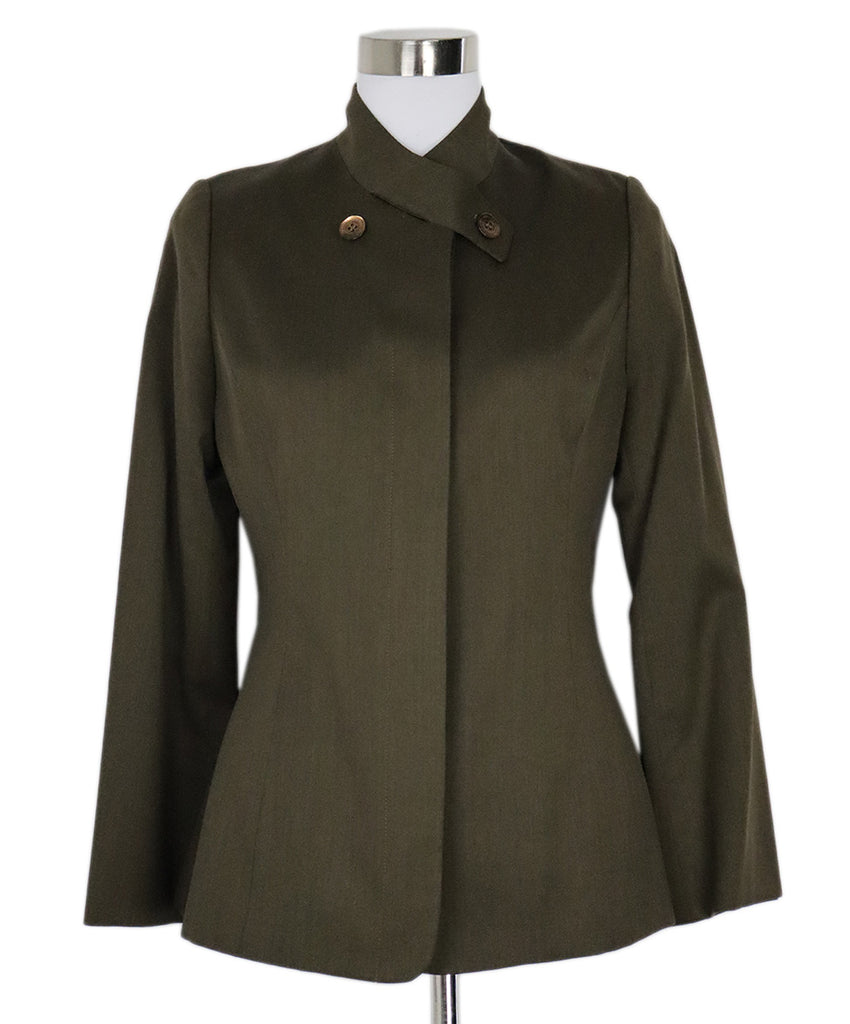 Carolina Herrera Olive Wool Blazer sz 12 - Michael's Consignment NYC