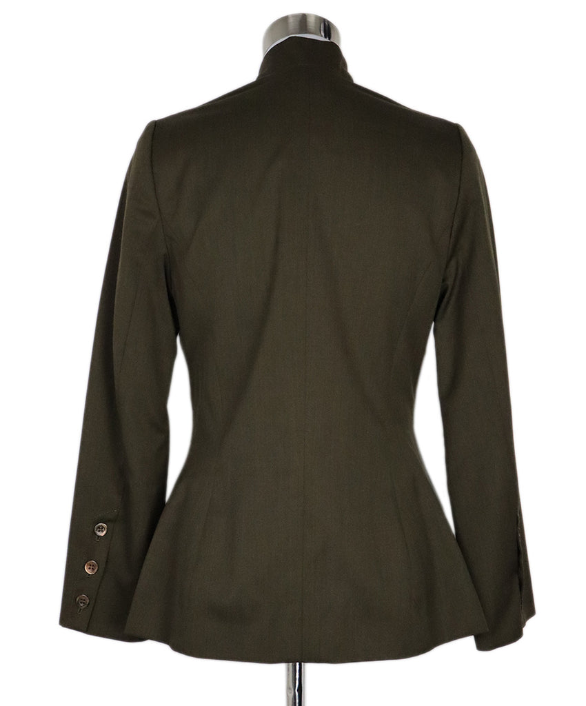 Carolina Herrera Olive Wool Blazer sz 12 - Michael's Consignment NYC