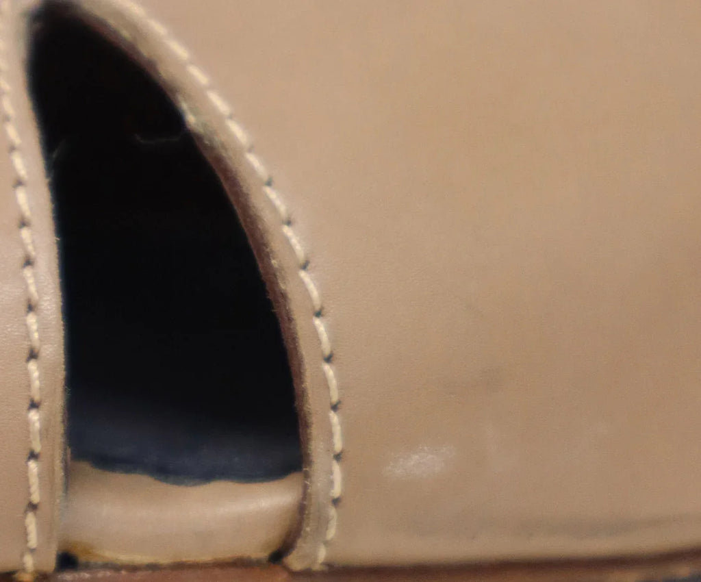 Carolina Herrera Taupe Leather Peep Toe Heels sz 8 - Michael's Consignment NYC