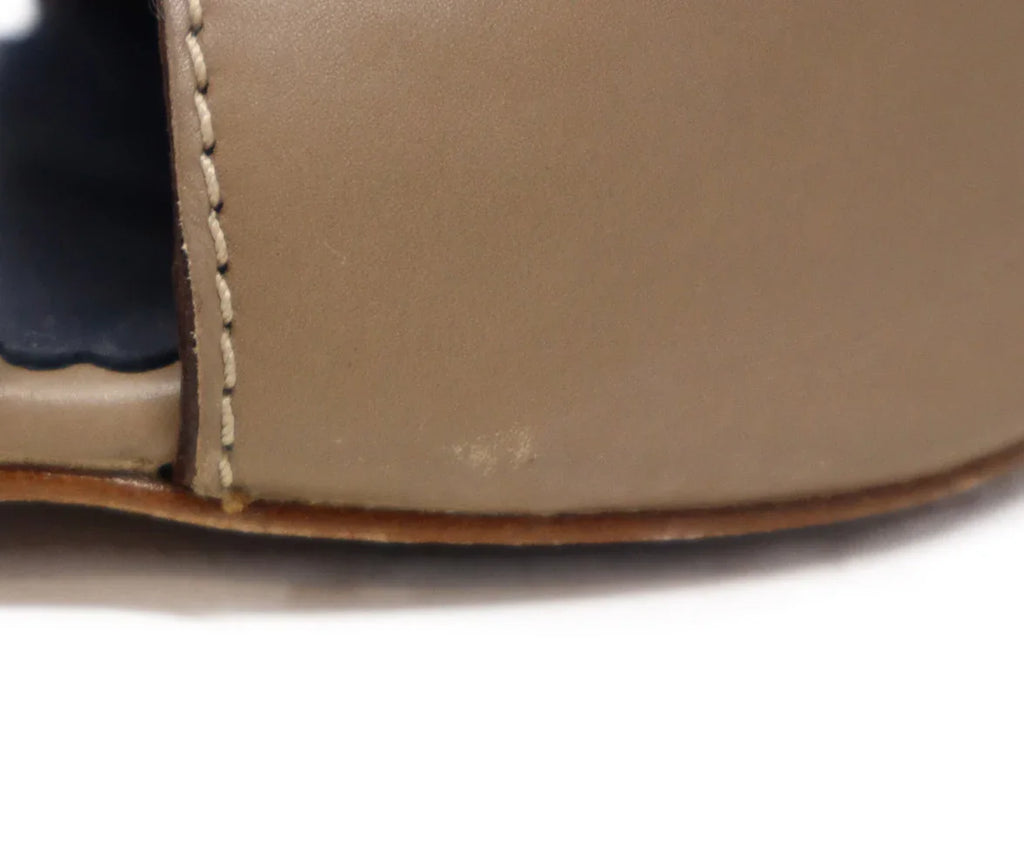 Carolina Herrera Taupe Leather Peep Toe Heels sz 8 - Michael's Consignment NYC