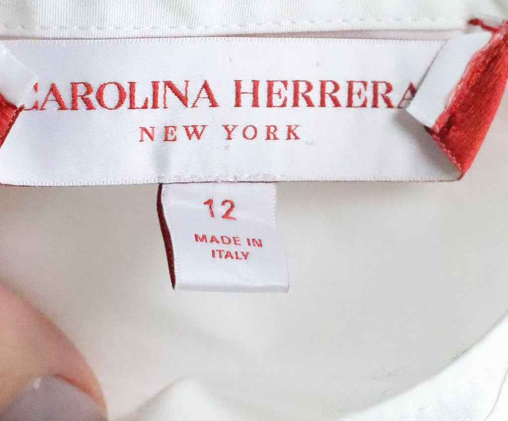Carolina Herrera White Cotton Top sz 12 - Michael's Consignment NYC
