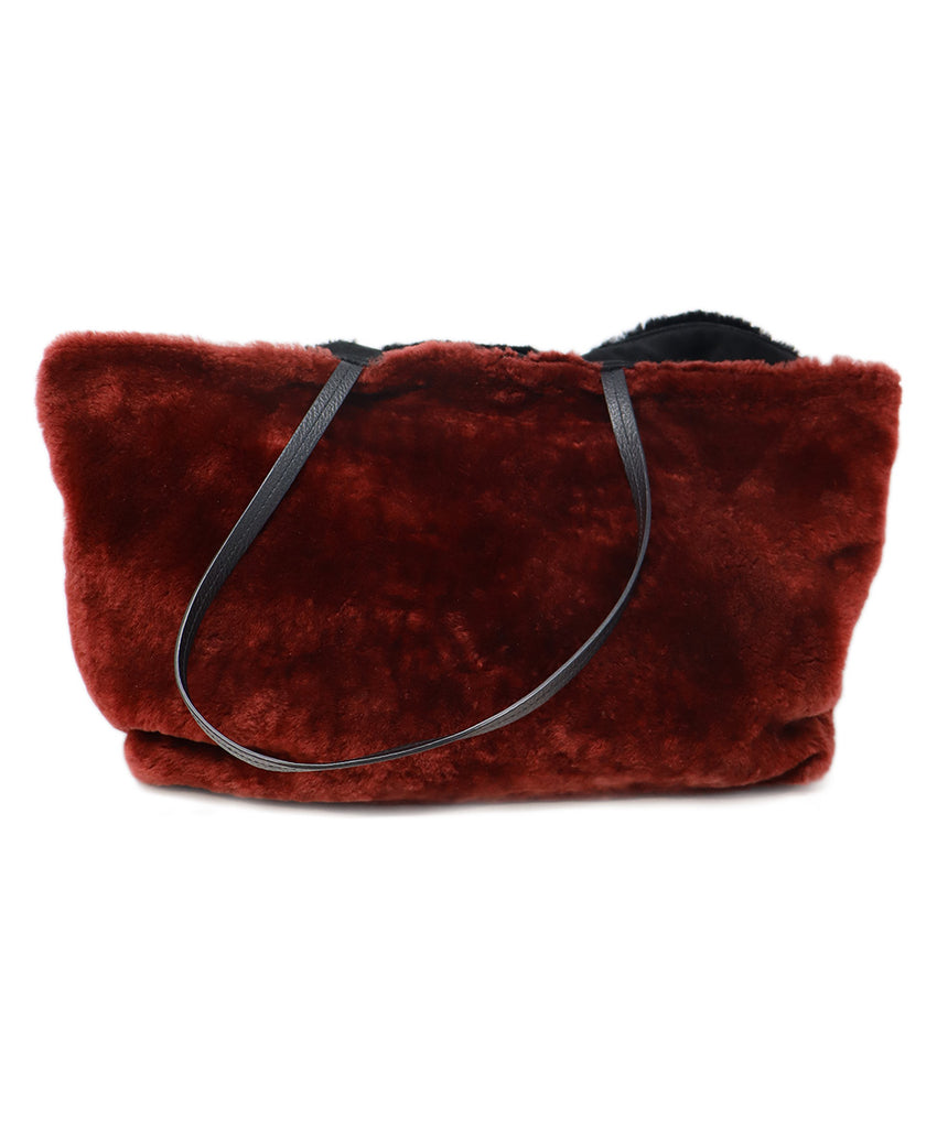 Carolina Santo Domingo Burgundy & Black Shearling Tote 