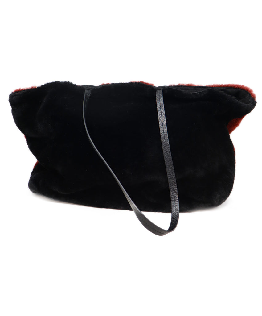 Carolina Santo Domingo Burgundy & Black Shearling Tote 2