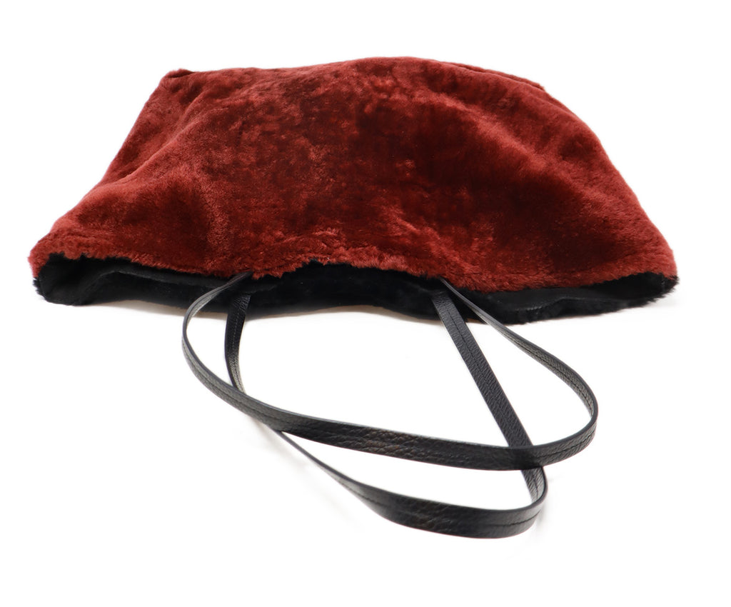 Carolina Santo Domingo Burgundy & Black Shearling Tote 4